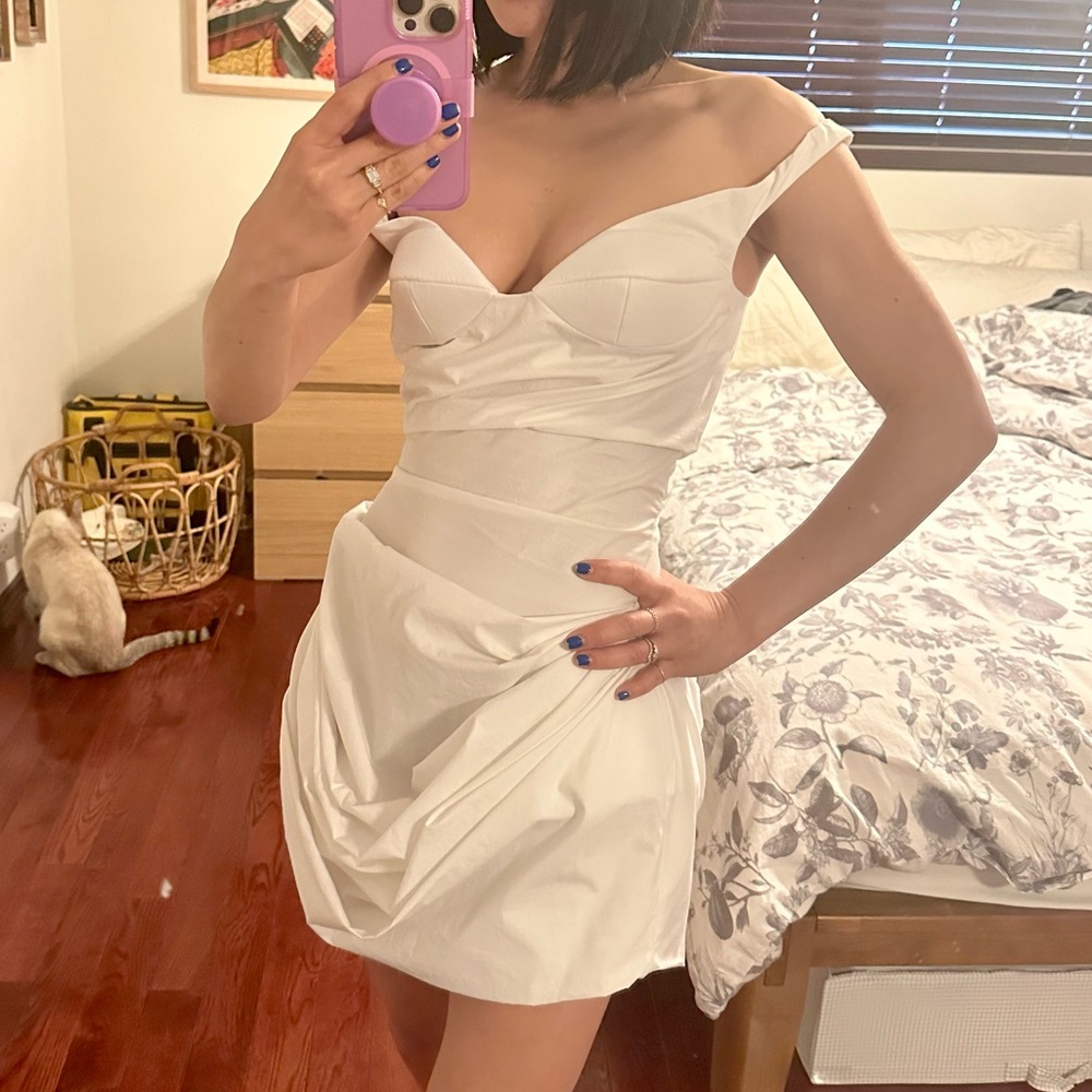 NWT Magda Butrym off-shoulder cotton bustier minidress (never worn) - Size 34